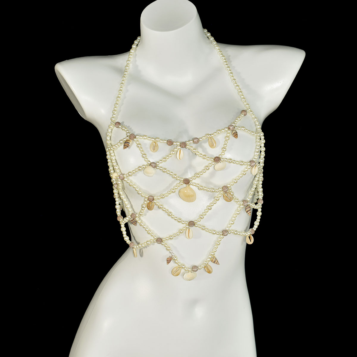 Body Jewelry Beach - ชุดกระโปรงบราไข่มุกเทียมแฟชั่น พร้อมเครื่องประดับร่างกายรูปเปลือกหอย ปลาดาว และหอยสังข์ สำหรับงานปาร์ตี้ชายหาด ชุดบิกินี่สำหรับผู้หญิง