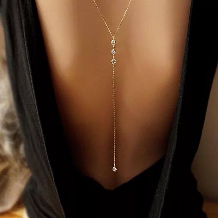 Body Jewelry For You - สร้อยคอประดับเพชรเทียมแบบเซ็กซี่สำหรับผู้หญิง สไตล์บิกินี่ สายไขว้สำหรับใส่ที่หลัง เหมาะสำหรับงานแต่งงาน ชุดเดรส งานเทศกาล