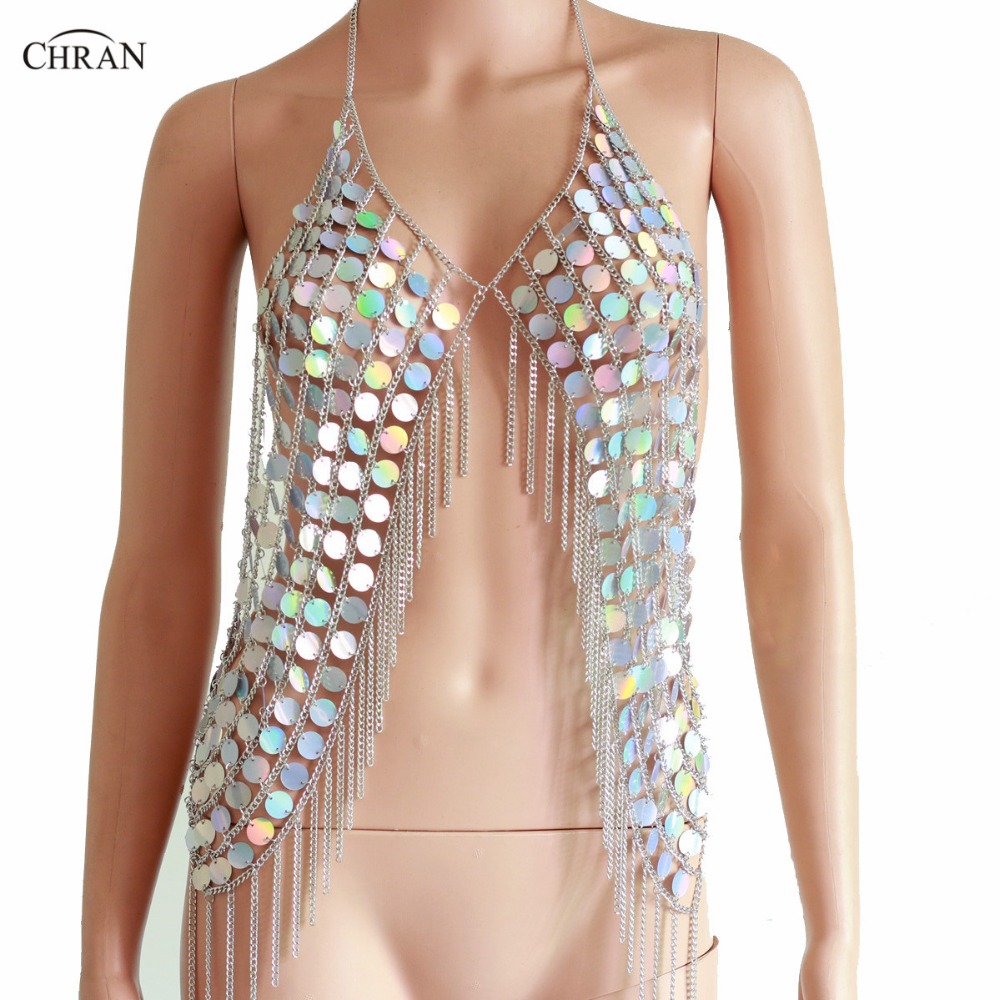 Body Jewelry Vest - Chran ใหม่เซ็กซี่ Spark เสื้อกั๊กฤดูร้อน Mermaid Crop