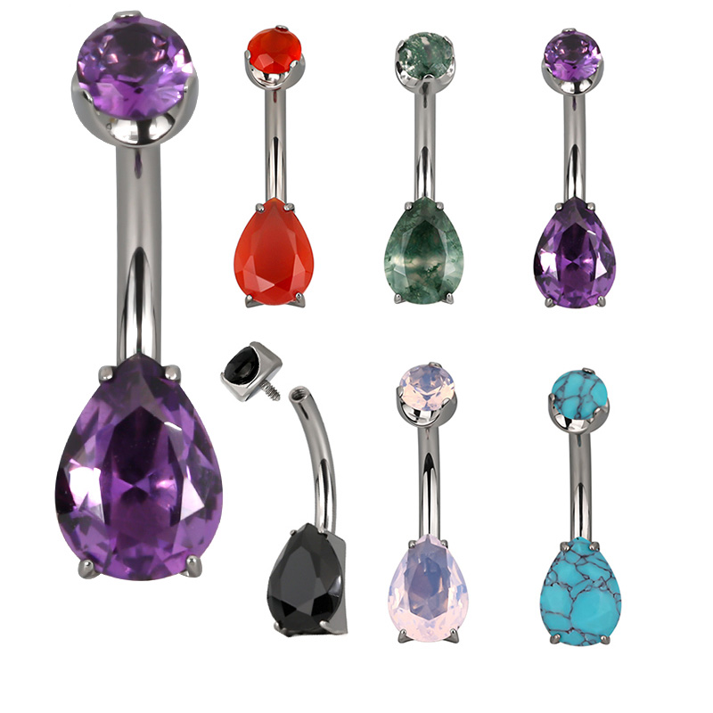 Belly Bar Titanium - ASTM F136 ไทเทเนียม PIERC Pear Shape