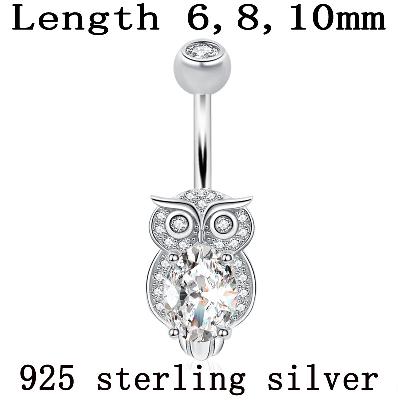 Body Jewelry Materials - แหวนสะดือจริง 925 เงินสเตอร์ลิงแหวนนกฮูก nighthawk นก Minerva