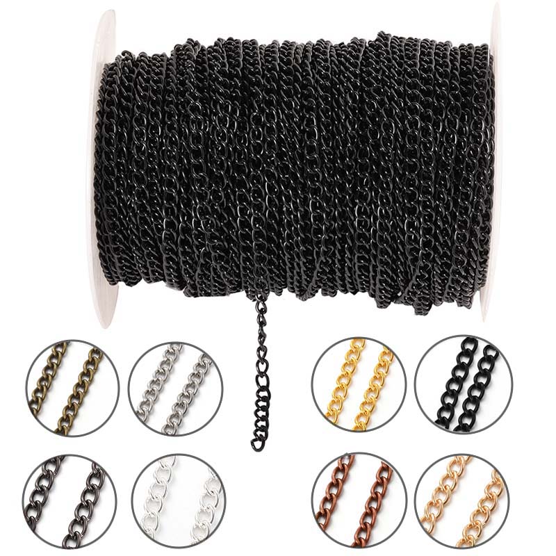 Body Jewelry For You - โซ่โลหะแบนรูปวงรีขนาด 2 เมตร 2.5/3.5/4.5 มม. สำหรับทำสร้อยคอ