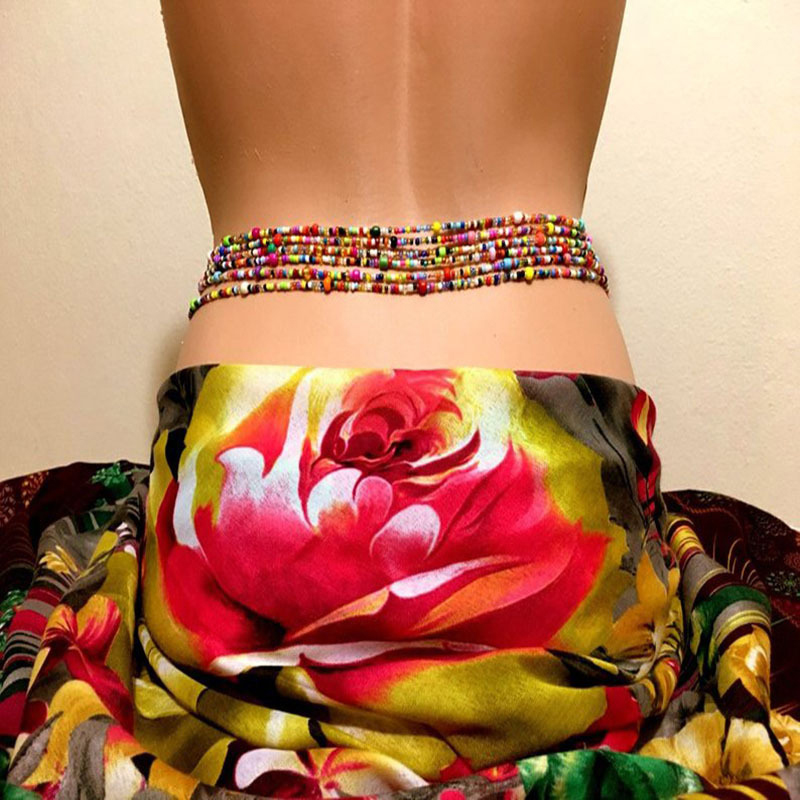 Body Jewelry Beach - โซ่ประดับลูกปัดห้อยสะดือสำหรับผู้หญิงโซ่ประดับลูกปัดหลายชั้นสไตล์โบฮีเมียนโซ่ประดับร่างกายสำหรับปาร์ตี้ชายหาด