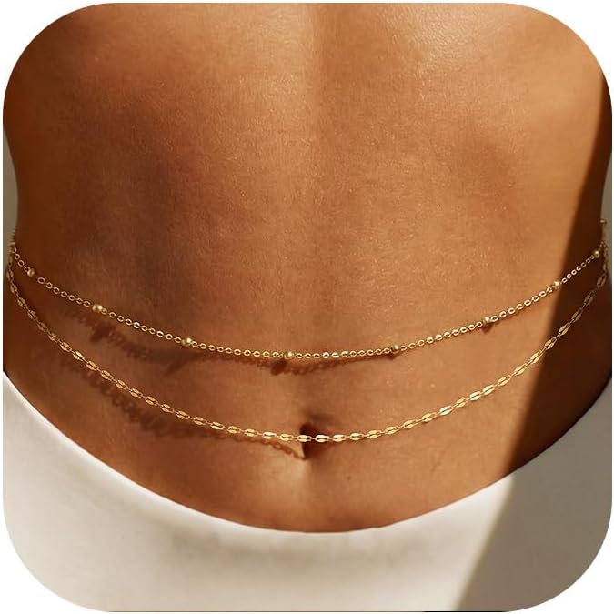 Body Jewelry Sale - โซ่คาดเอวชุบทอง 14K สำหรับผู้หญิง แบบหลายชั้น ประดับลูกปัดทอง สายคาดเอวแบบโซ่