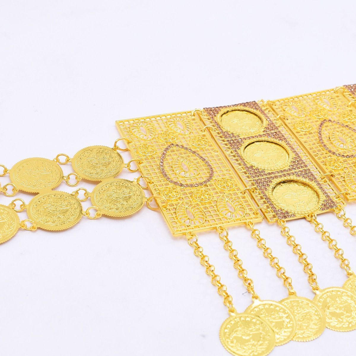 ใหม่ฝรั่งเศสดูไบเข็มขัดชุบทอง  - Body Jewelry Dubai บทวิจารณ์และราคา