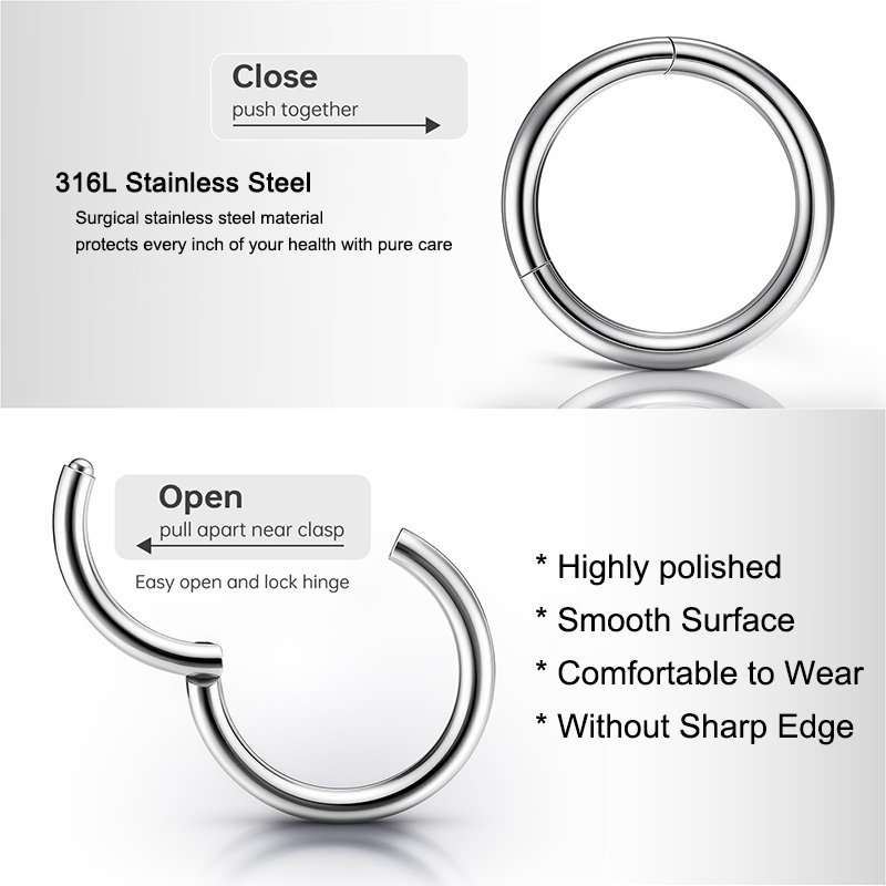 แหวนจมูกแบบคลิกเกอร์ 16G 316L  - Body Jewelry And Piercing บทวิจารณ์และราคา