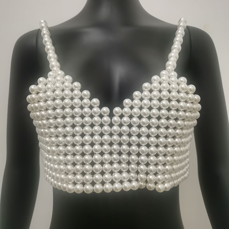 ฤดูหนาวผู้หญิง Handmade Pearl  - Body Jewelry Vest บทวิจารณ์และราคา