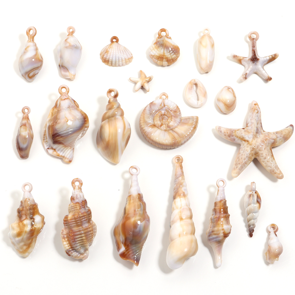 10-100 ชิ้น จี้อะคริลิกลายเปลื - Body Jewelry Beach บทวิจารณ์และราคา