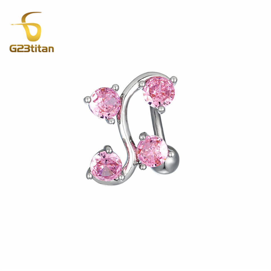 แหวนสะดือสแตนเลสทรงโค้งประดับอ - Body Jewelry Shop บทวิจารณ์และราคา