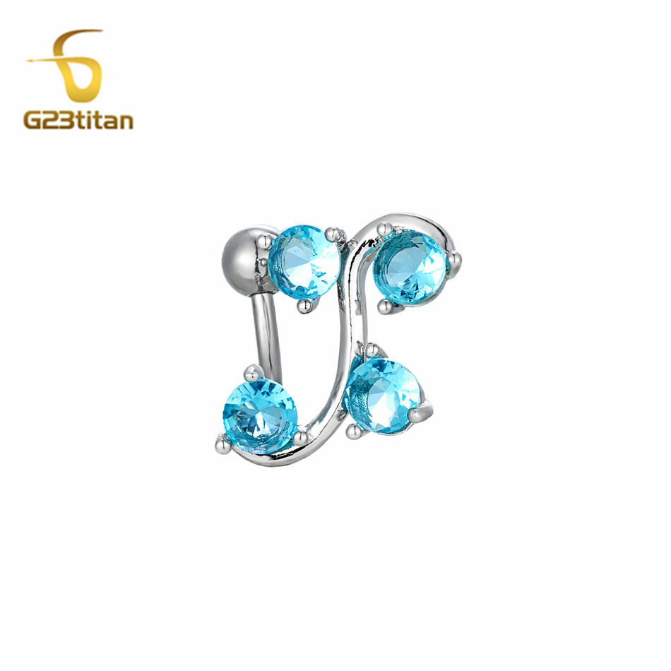 แหวนสะดือสแตนเลสทรงโค้งประดับอ - Body Jewelry Shop บทวิจารณ์และราคา