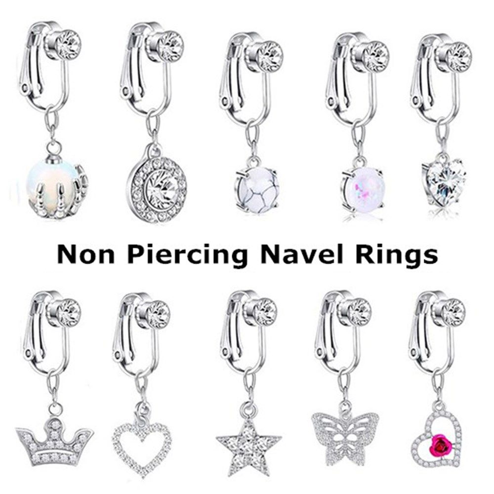 ต่างหูแบบหนีบรูปผีเสื้อ แหวนสะ - Body Jewelry And Piercing บทวิจารณ์และราคา