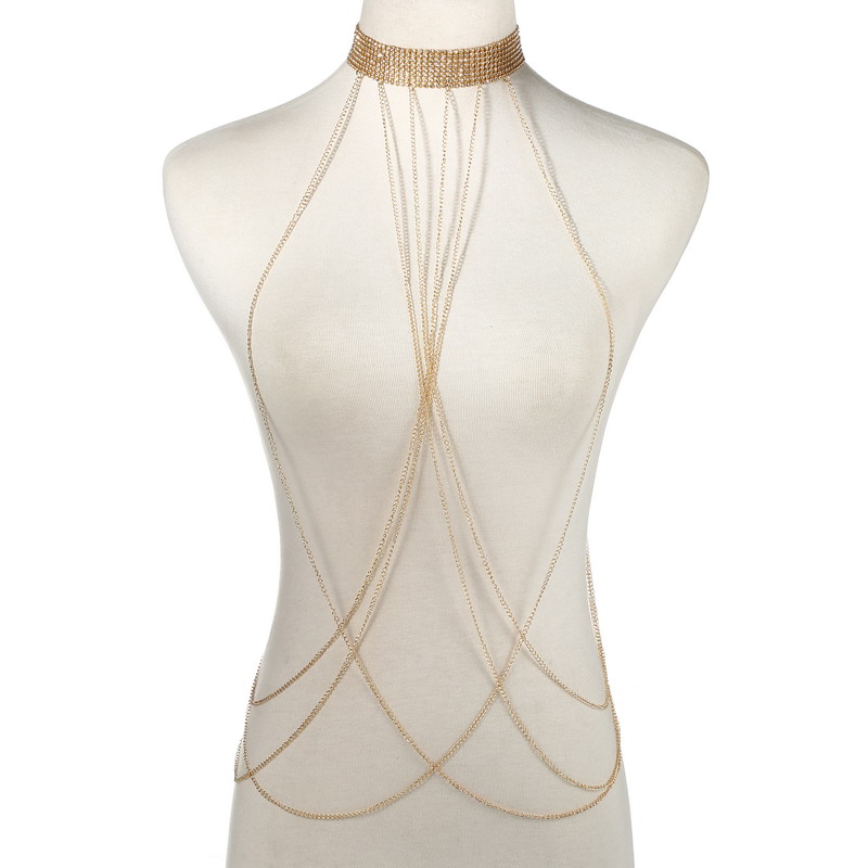 ทองสีBody Chainผู้หญิงRhinesto - Body Jewelry Sale บทวิจารณ์และราคา