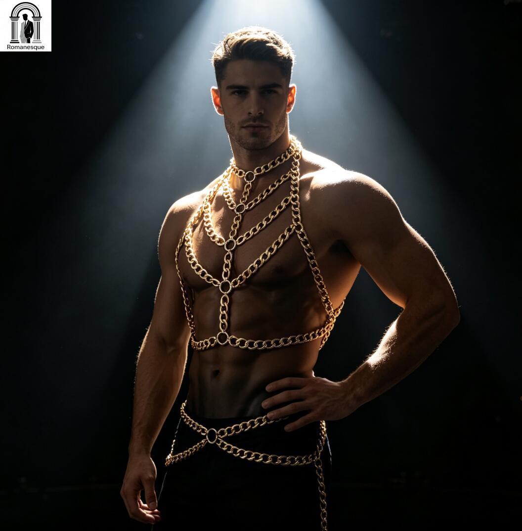 ชุดบอดี้ฮาร์เนสโซ่หนาสีเงินสำห - Body Jewelry Vest บทวิจารณ์และราคา