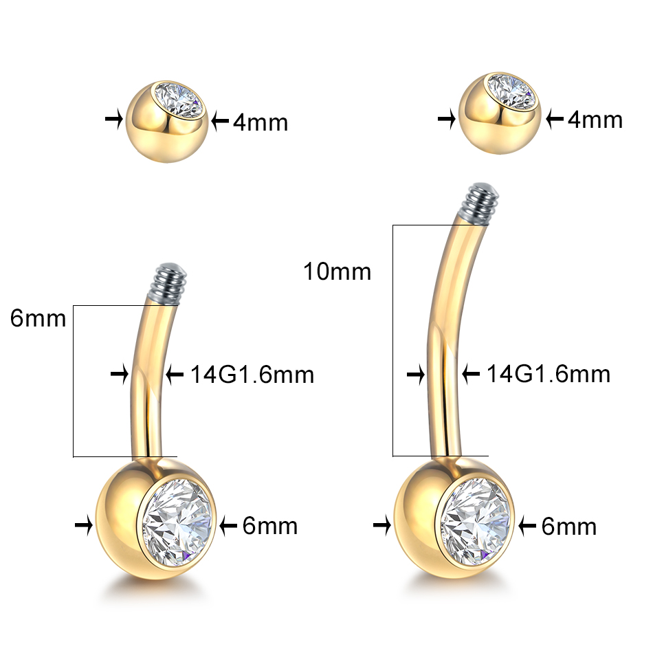 แหวนกระดุมเจาะสะดือไทเทเนียม G - Belly Bar Titanium บทวิจารณ์และราคา