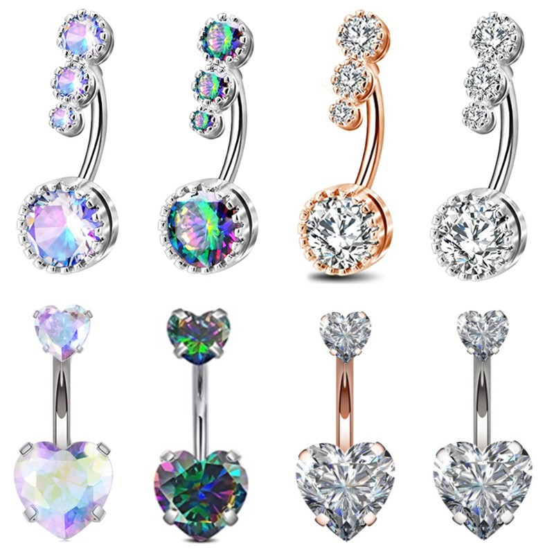 1PCS ผ่าตัดเหล็กคริสตัล Ab Bel - Belly Bar Titanium บทวิจารณ์และราคา