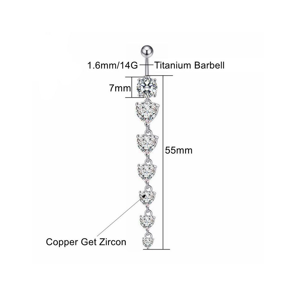 จี้ห้อยยาวสีเงินประดับเพชร CZ  - Belly Bar Titanium บทวิจารณ์และราคา