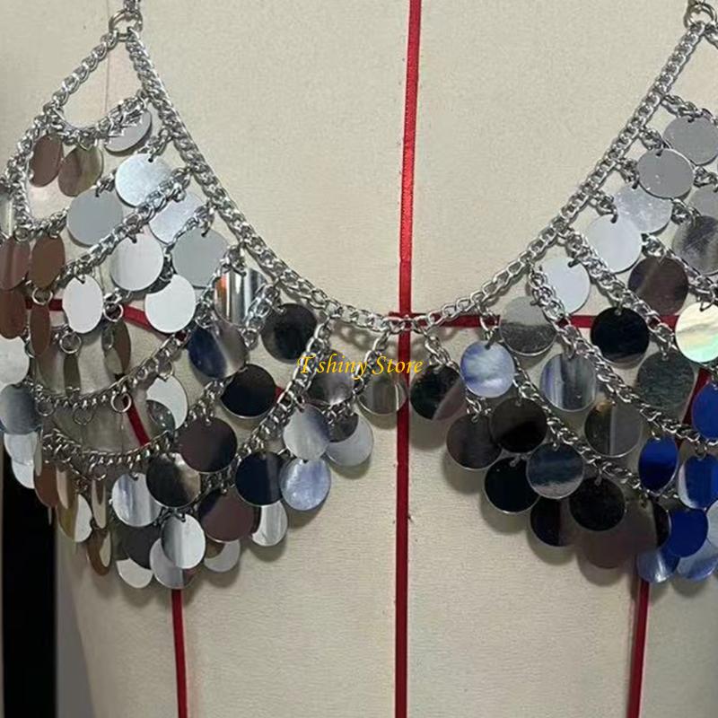 N58F Festive Sequins Vest Top  - Body Jewelry Vest บทวิจารณ์และราคา