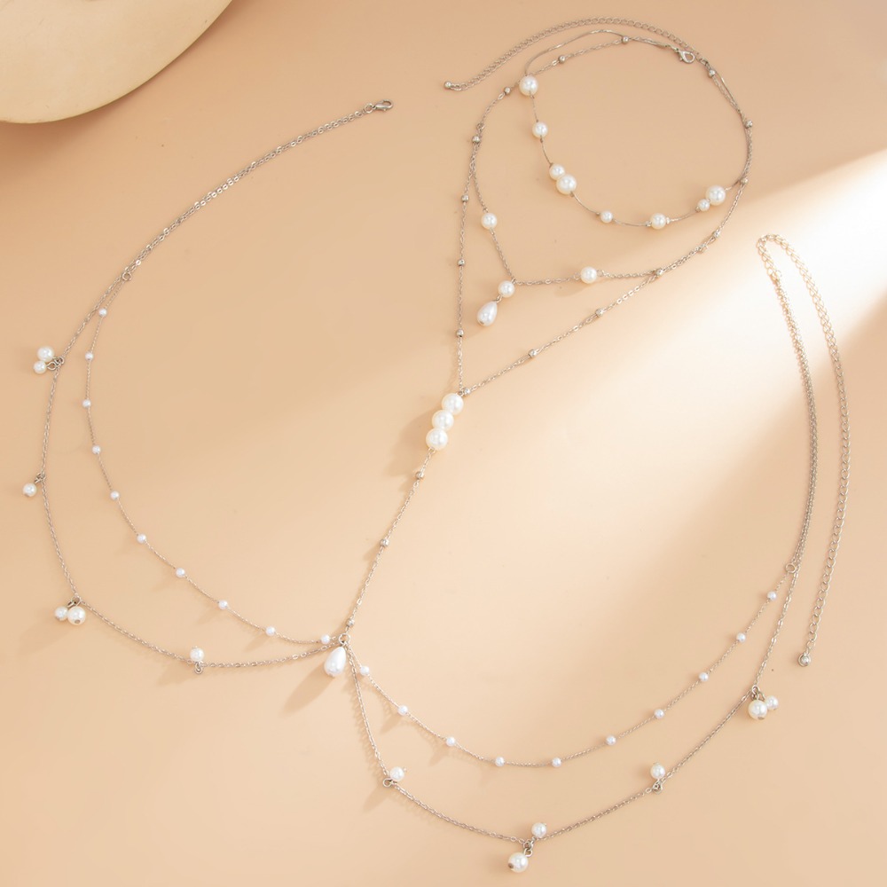 สร้อยคอไข่มุกเทียมหลายชั้น สร้ - Body Jewelry Sale บทวิจารณ์และราคา