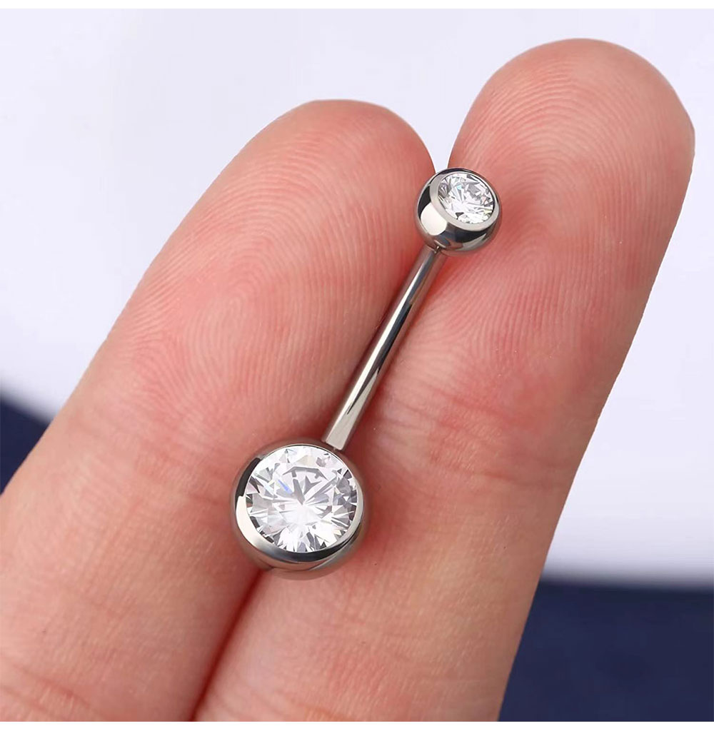 อัญมณีคู่แหวนสแตนเลสสตีลคริสตั - Belly Bar Titanium บทวิจารณ์และราคา