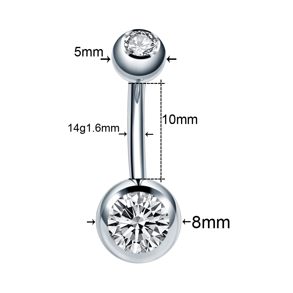 ต่างหูเจาะสะดือสแตนเลสประดับเพ - Belly Bar Titanium บทวิจารณ์และราคา