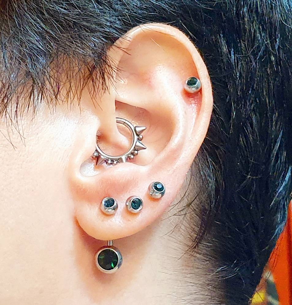 ต่างหูเจาะสะดือสแตนเลสประดับเพ - Belly Bar Titanium บทวิจารณ์และราคา